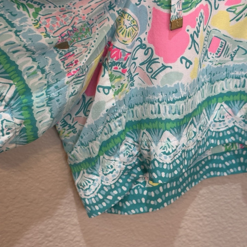 Lilly Pulitzer Katia Shorts In The Beginning Pop-Up Print L Pull On Elastic Pink - Picture 4 of 7
